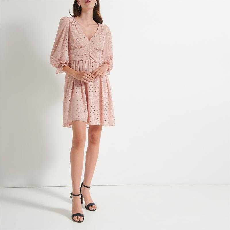 ATTRATTIVO - Γυναικείο mini φόρεμα ATTRATTIVO ροζ χρυσό