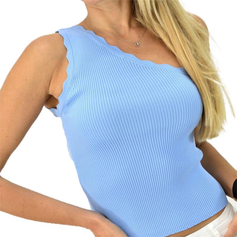 Γυναικεία μπλούζα με έναν ώμο Γαλάζιο 6401