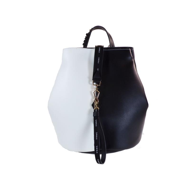 FRNC FRANCESCO Τσάντα Γυναικεία Πλάτης-Backpack 1810 Μαύρο-Λευκό Δέρμα