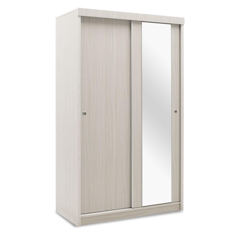 Ντουλάπα ρούχων Cosmo pakoworld δίφυλλη με συρόμενες πόρτες λευκό γκρι 120x62x200εκ