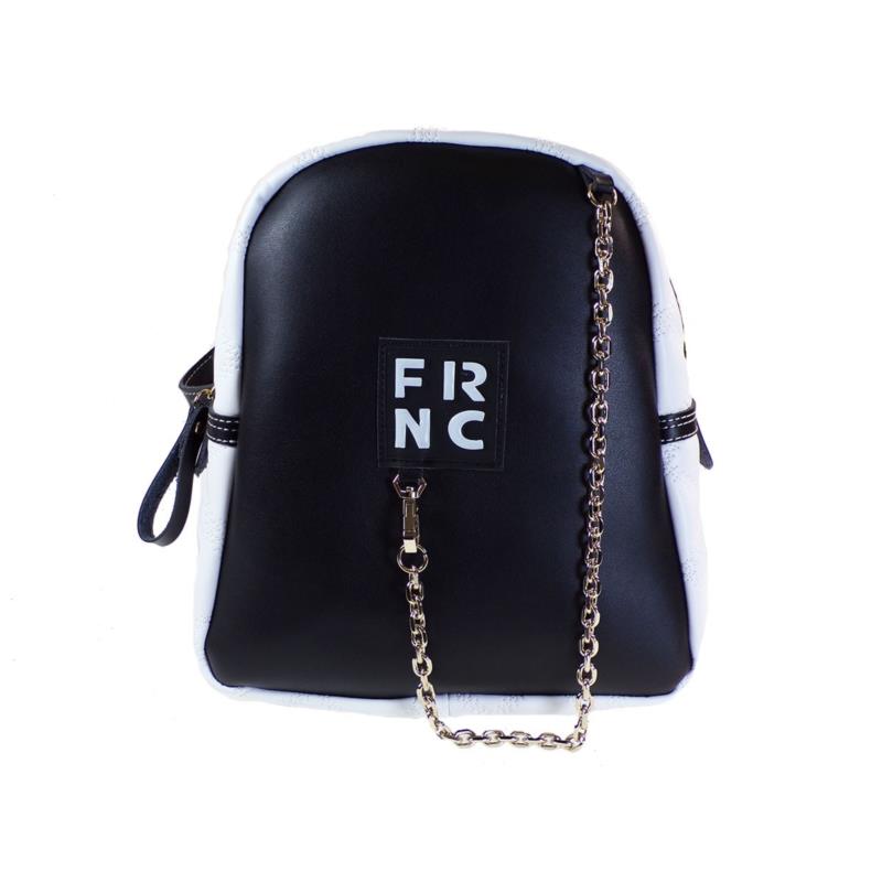 FRNC FRANCESCO Τσάντα Γυναικεία Πλάτης-Backpack 900 Μαύρο-Λευκό Δέρμα