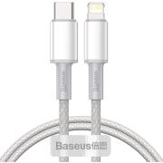 BASEUS HIGH DENSITY BRAIDED FAST CHARGING DATA CABLE TYPE-C TO LIGHTNING PD 20W 1M WHITE