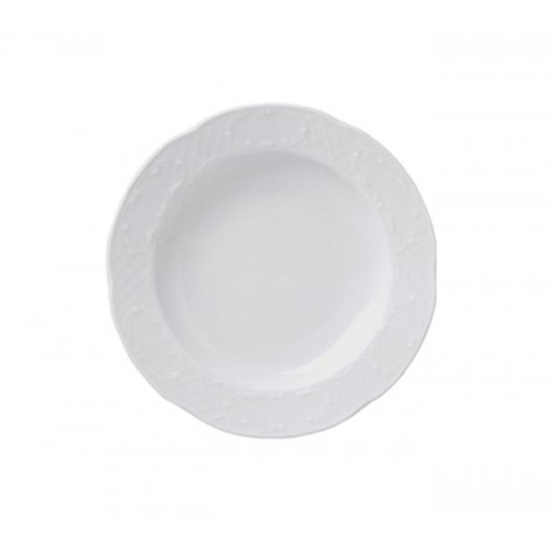 Πιάτο βαθύ FLORA πορσελάνινο λευκό με ανάγλυφα σχέδια 24cm