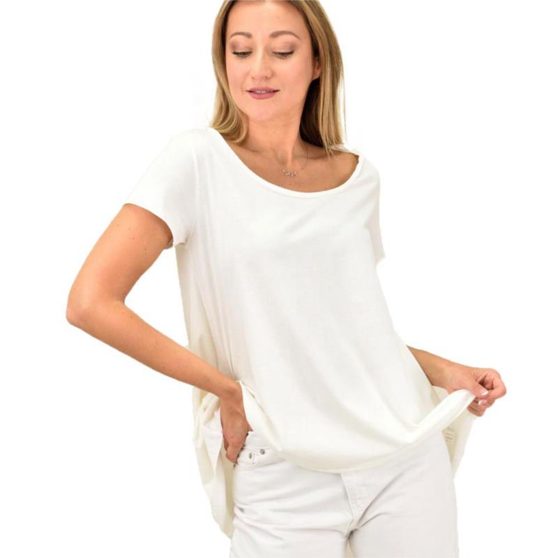 Γυναικεία μπλούζα με στρογγυλή λαιμόκομψη Λευκό 11058