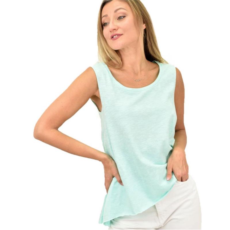 Γυναικεία μπλούζα αμάνικη ασύμμετρη με στρογγυλή λαιμόκοψη Βεραμάν 10729