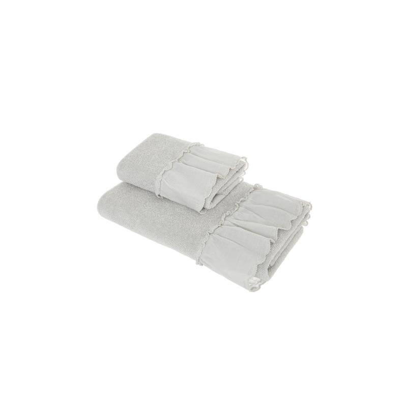 Coincasa πετσέτα χεριών με βολάν Portofino" 55 x 35 cm - 007153017 - Γκρι