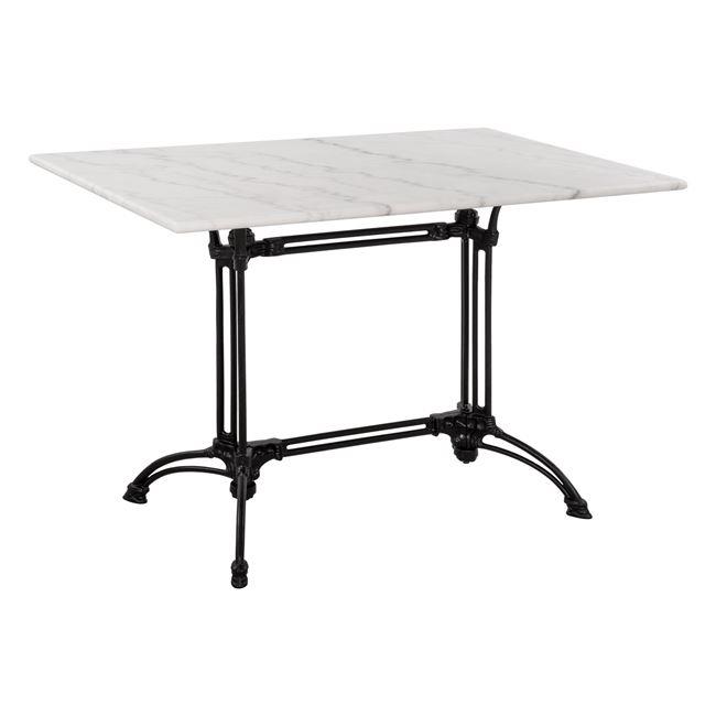 Τραπέζι από μαντέμι-μάρμαρο με δίστηλη βάση σε μαύρο-λευκό χρώμα 110x70x75,5