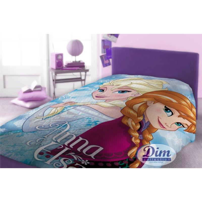 Κουβέρτα Μονή Πικέ 160x240εκ. Frozen 505 Digital Print Disney Dimcol (Ύφασμα: Βαμβάκι 100%, Χρώμα: Γαλάζιο ) - Disney - 2120415200650599
