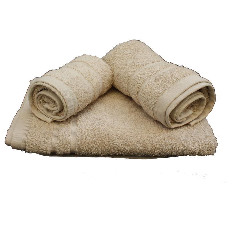Σετ πετσέτες 3τμχ 500gr/m2 Sena Sand 24home (Ύφασμα: Βαμβάκι 100%, Χρώμα: Μπεζ) - 24home.gr - 24-sena-sand