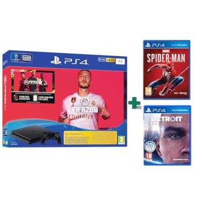 Sony PlayStation 4 Slim F Chassis - 1 TB & Fifa 20 & Marvel's Spider-Man & Detroit: Become Human