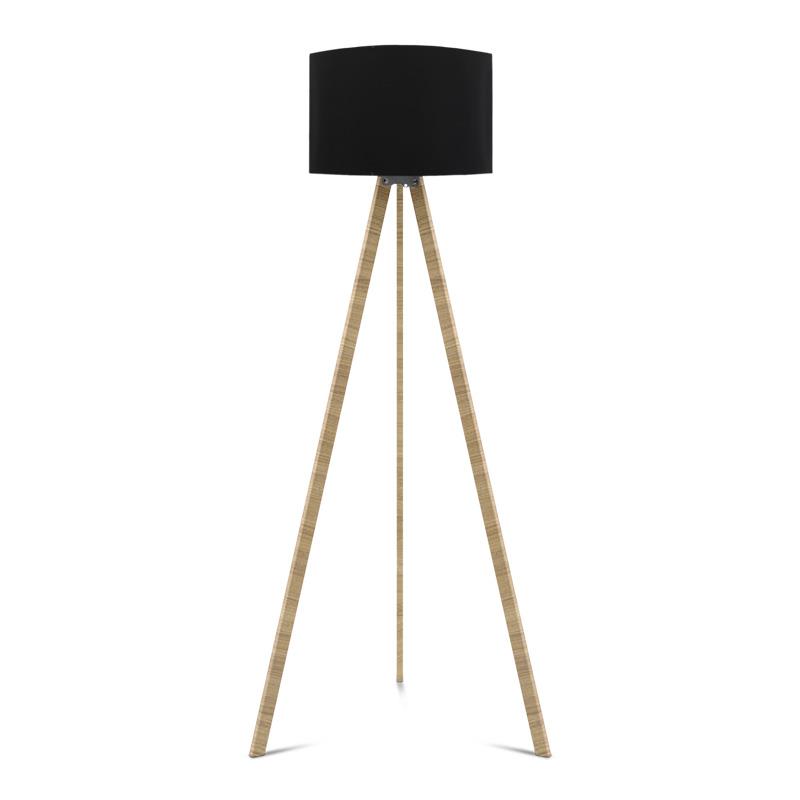 Φωτιστικό δαπέδου "CAPRICCIO" από ξύλο/ύφασμα σε χρώμα σονόμα/μαύρο Φ38x140
