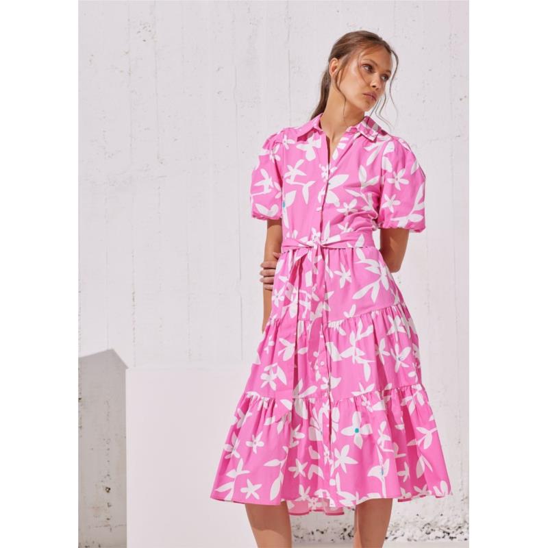 Φόρεμα με σχέδιο λουλούδια - Ροζ