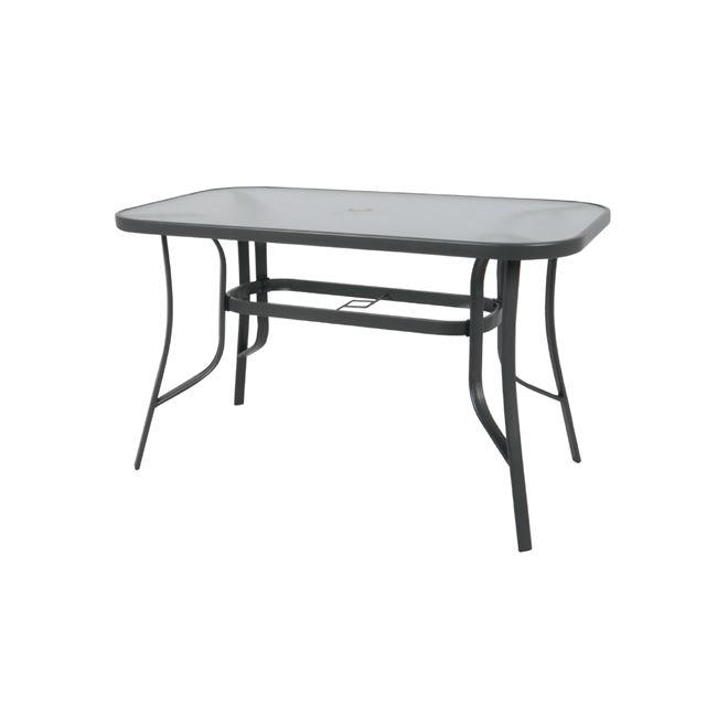 Τραπέζι "RIO" μεταλλικό σε χρώμα ανθρακί με γυάλινη επιφάνεια 140x80x71