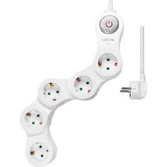 LOGILINK LPS243 SOCKET OUTLET 5-WAY + SWITCH, 5X CEE 7/3, FLEXIBLE, 1.5 M, WHITE