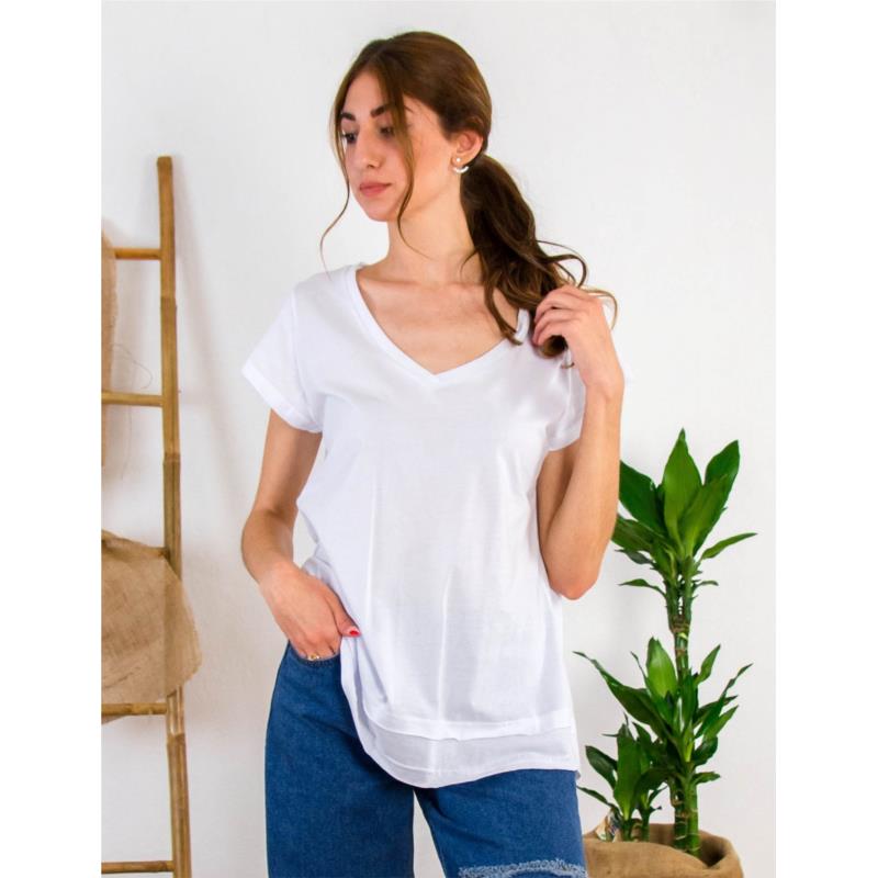 Lipsy γυναικεία λευκή ασύμμετρη oversized μπλούζα 1210017A