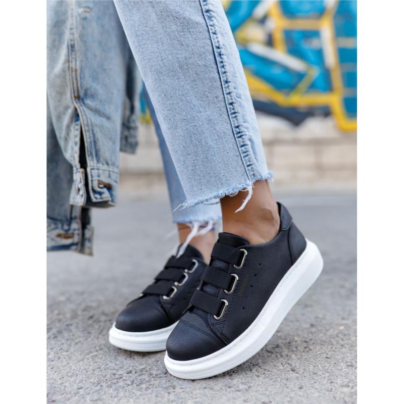 Γυναικεία μαύρα Casual Sneakers δερματίνη CH25300A