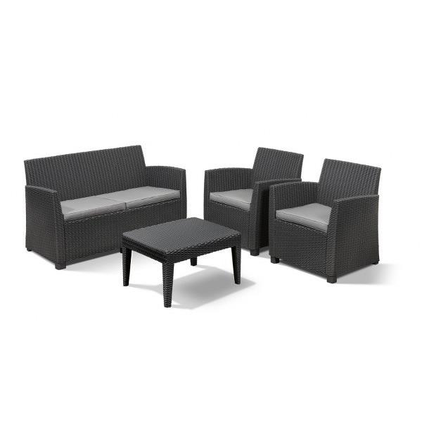 Σετ Κήπου 4τμχ Wicker Corona Lounge Set Graphite - Allibert - corona-lounge-set-graphite