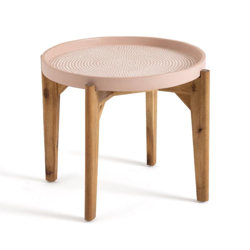 Χαμηλό τραπέζι από ξύλο ακακίας και ίνες σκυροδέματος Μ55xΠ55xΥ44cm