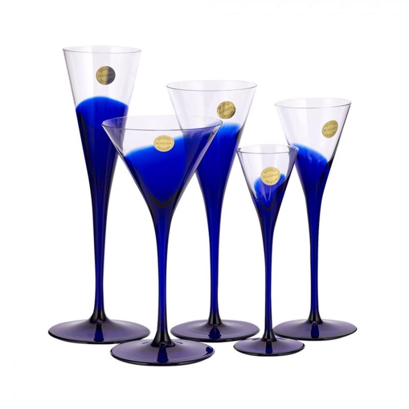 Ποτήρι Κρύσταλλο Βοημίας Σετ 6τμχ Κρασιού 150ml WM Collection N2657 (Υλικό: Κρύσταλλο, Χρώμα: Μπλε) - WM COLLECTION - N2657-150ml