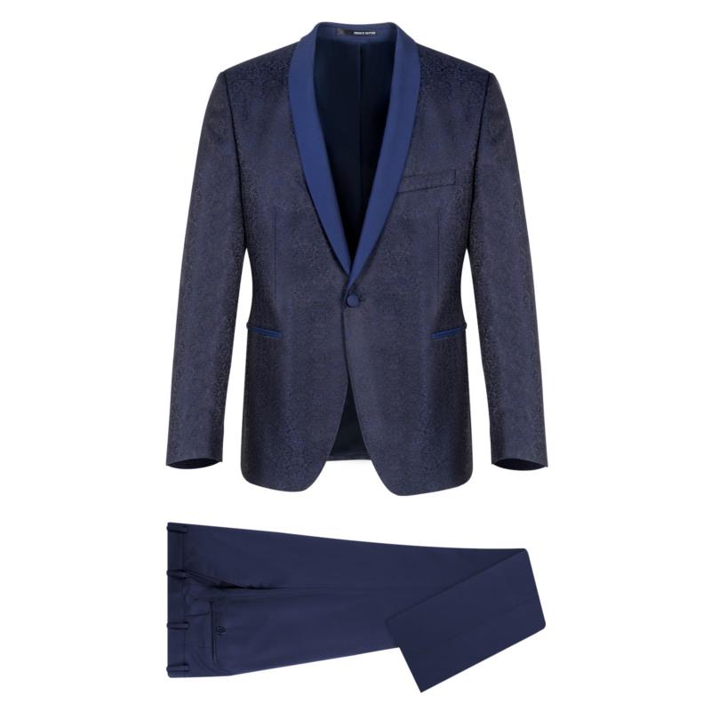 Prince Oliver Κοστούμι Μπλέ Μπροκάρ 100% Wool Touch (Modern Fit)