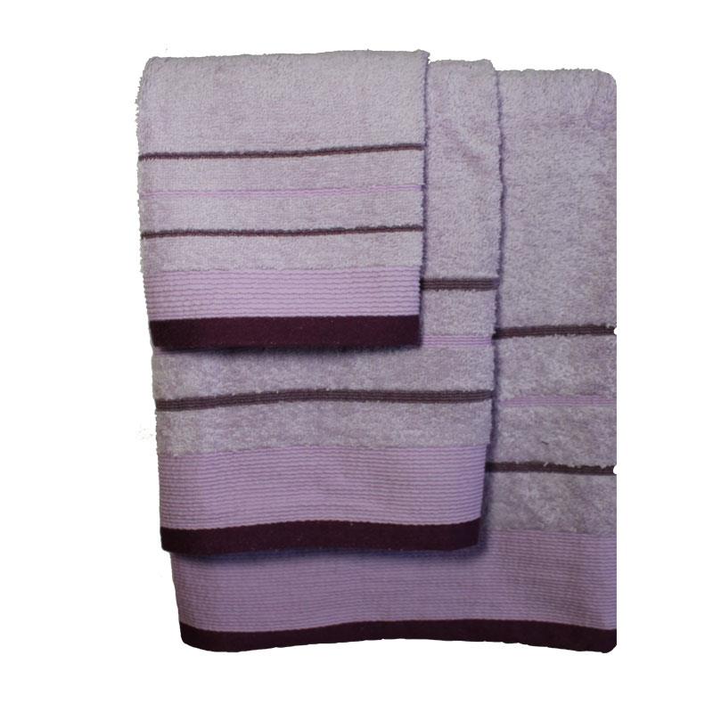 Σετ πετσέτες 3τμχ Βαμβακερές Raya Lilac-Purple 24home (Ύφασμα: Βαμβάκι 100%, Χρώμα: Λιλά) - 24home.gr - raya-lilac-purple