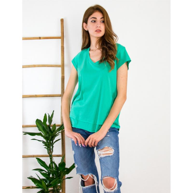 Lipsy γυναικεία πράσινη ασύμμετρη oversized μπλούζα 1210017C