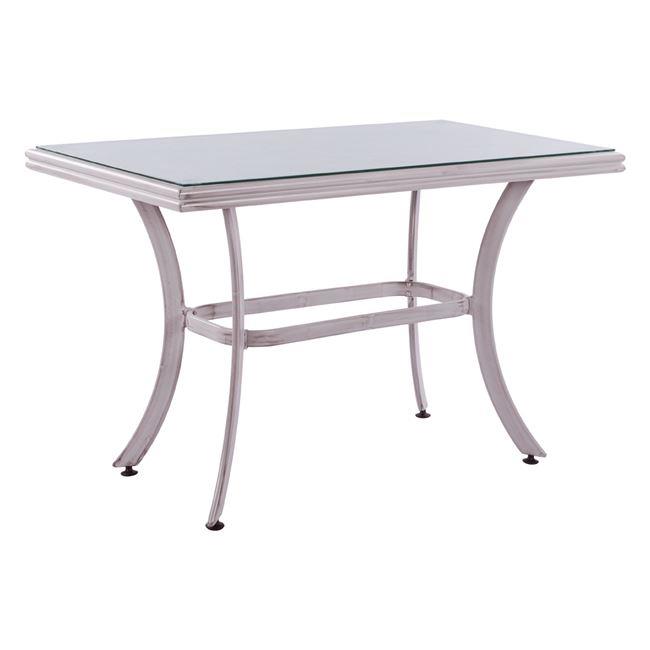 Τραπέζι εξωτερικού χώρου "BAMBOO LOOK" από αλουμίνιο σε λευκή πατίνα χρώμα 120x70x78