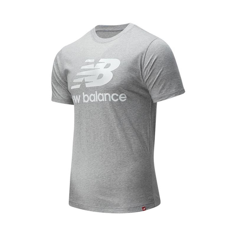 New Balance ανδρικό T-shirt με logo print ''Essentials Stacked Logo'' - MT01575 - Γκρι