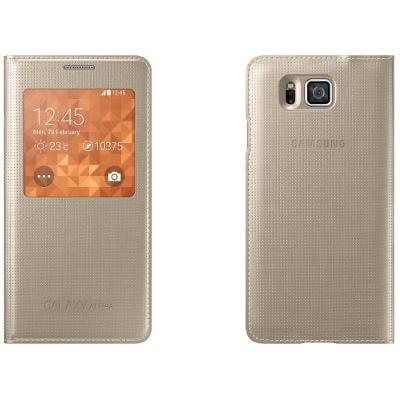 Θήκη Samsung Galaxy Alpha - Samsung S-View Cover EF-CG850BFEGWW - Χρυσό