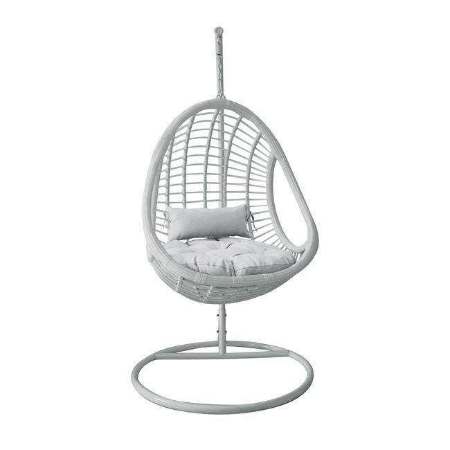 Κρεμαστή πολυθρόνα "TWIST" από μέταλλο/wicker σε χρώμα λευκό Φ105x200