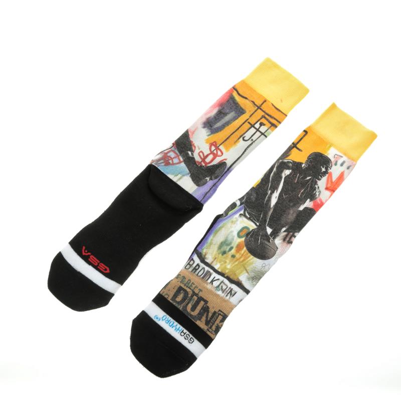 GSA - Ανδρικές αθλητικές ψηλές κάλτσες GSA ALL OVER PRINT μαύρες-κίτρινες
