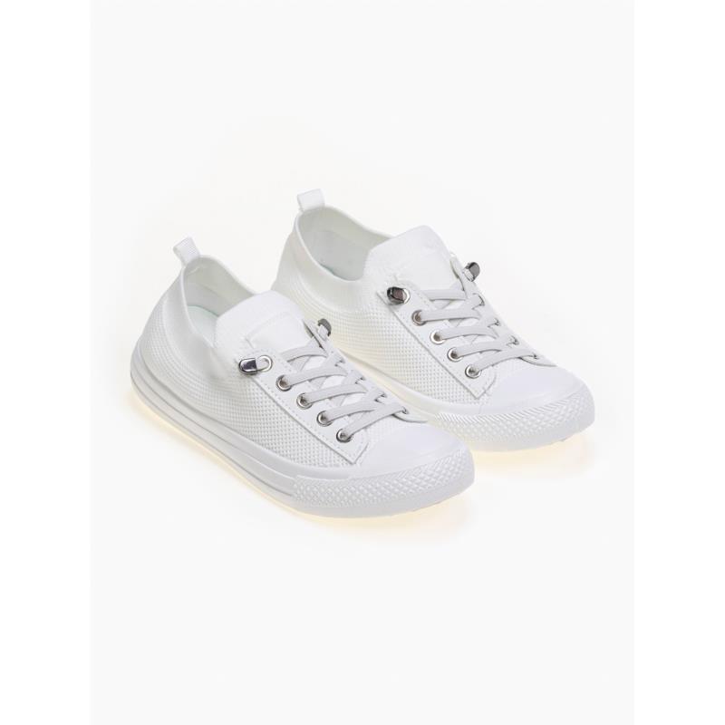 Slip on sneakers με ελαστικά κορδόνια - Λευκό
