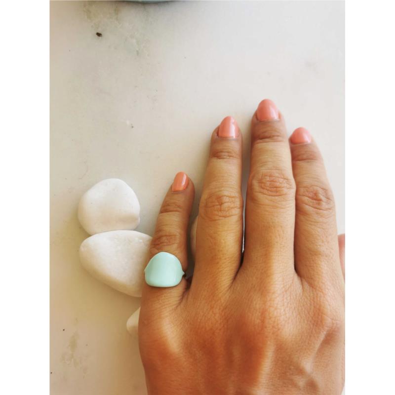 Δαχτυλίδι με σμάλτο στο χρώμα της μέντας f & l accessories