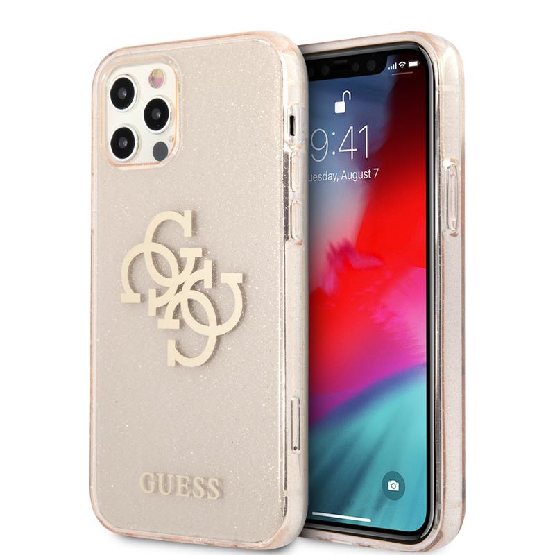 Guess TPU Full Glitter Case For iPhone 12 Pro Max. Gold
