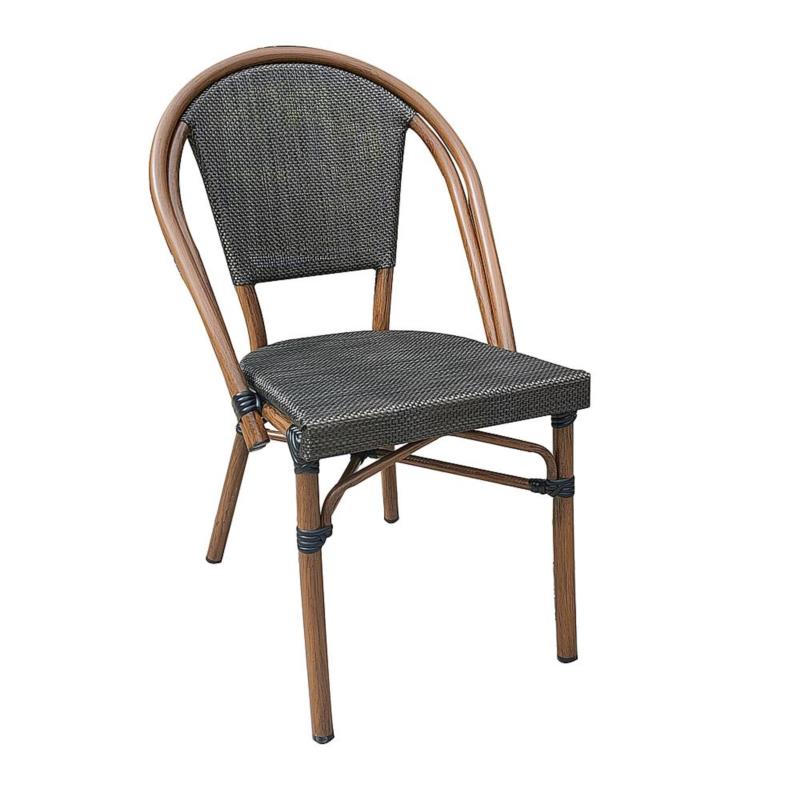 Καρέκλα COSTA Καρυδί/Μαύρο Αλουμίνιο/Textilene 50x55x85cm