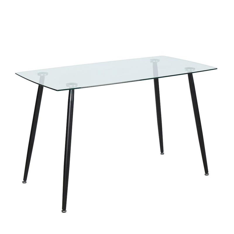 Τραπέζι ROBY Μαύρο/Διάφανο Μέταλλο/Γυαλί 120x70x75cm