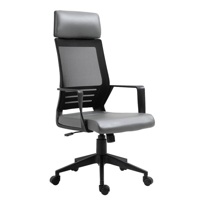 Πολυθρόνα Γραφείου BF2500 Μαύρο/Γκρι Mesh/PVC/PU 58x62x116/126cm