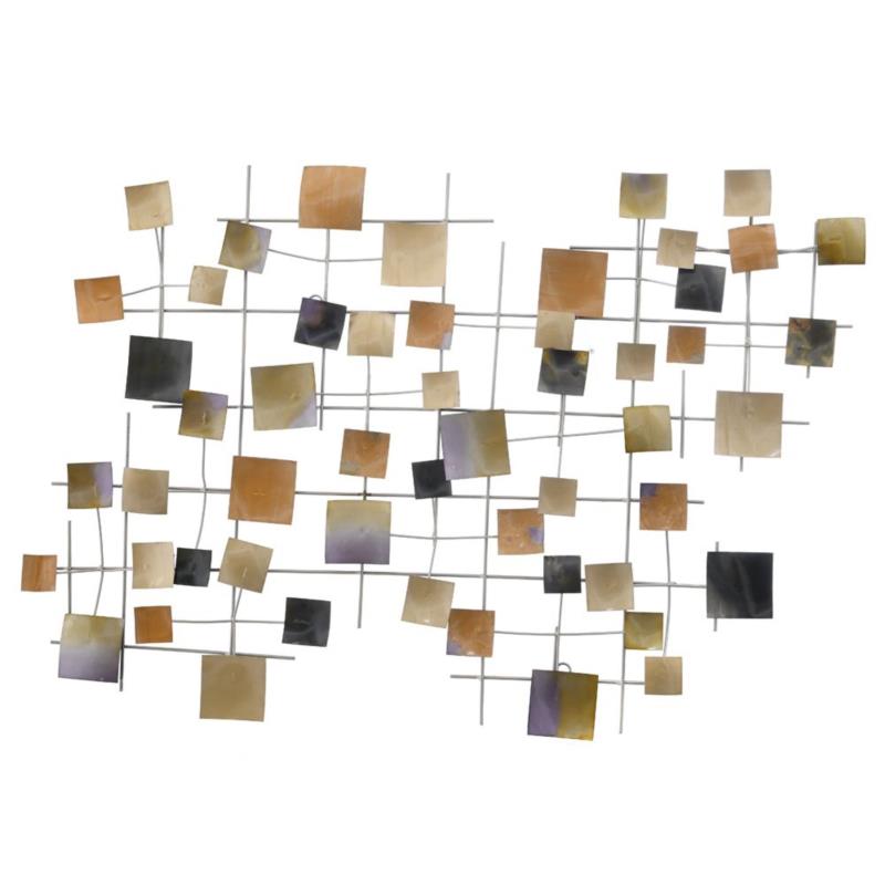 Διακοσμητικό τοίχου με τετράγωνα από μέταλλο σε χρώμα γκρι/χαλκό 89x60