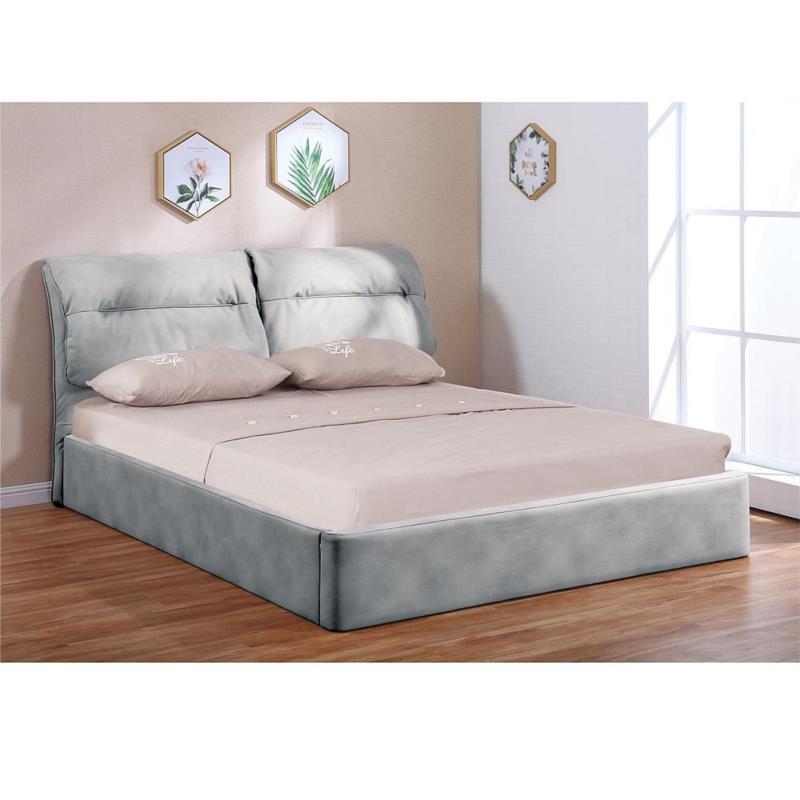 Κρεβάτι Διπλό VALIANT Με Χώρο Αποθήκευσης Ανοιχτό Γκρι Ύφασμα Nabuk 180x219x102cm (Στρώμα 160x 200)