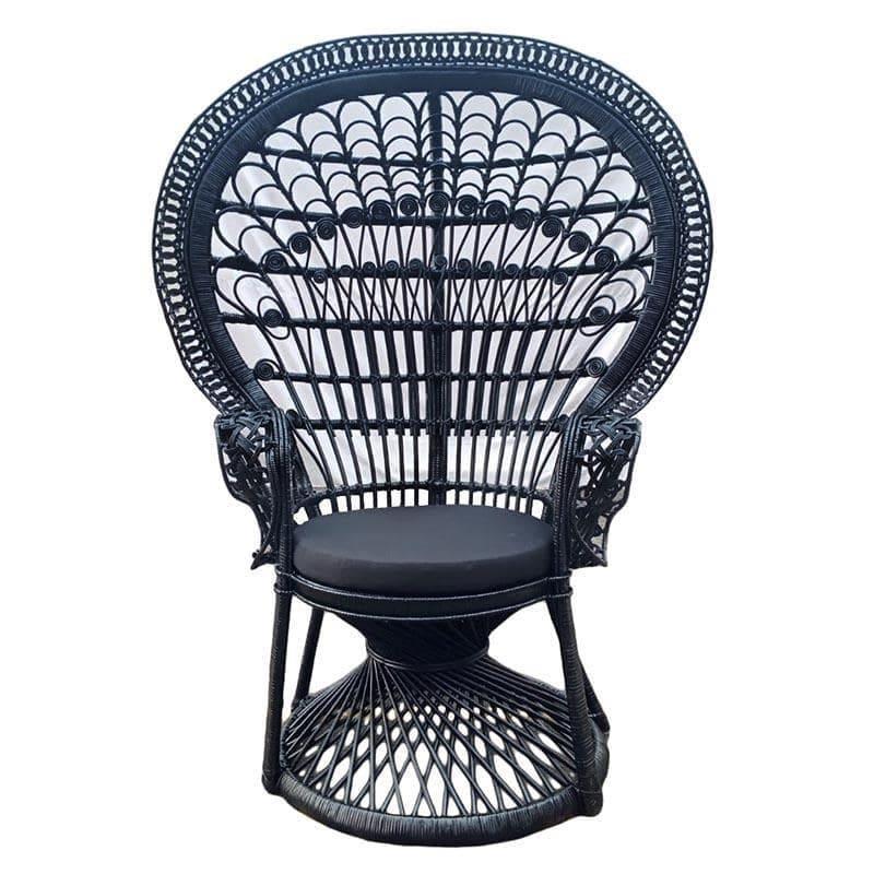 Καρέκλα Peacock rattan μαύρη 115x72x149cm Inart 3-50-908-0003