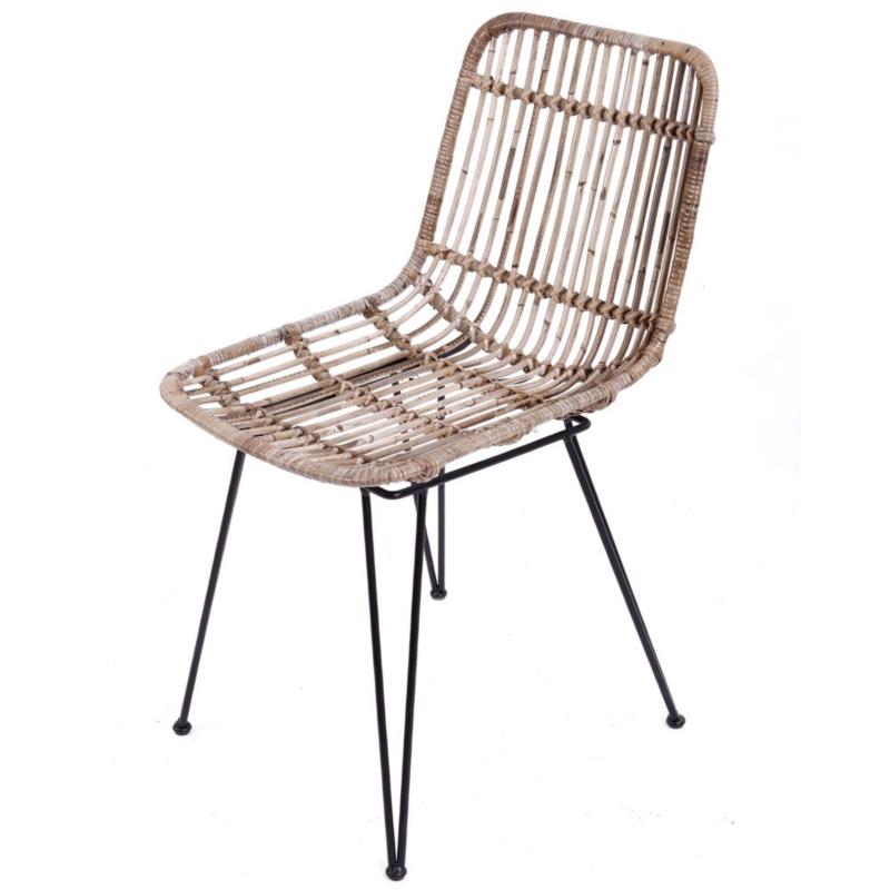 Καρέκλα σαλονιού από μέταλλο/rattan σε χρώμα φυσικό 43x57x85