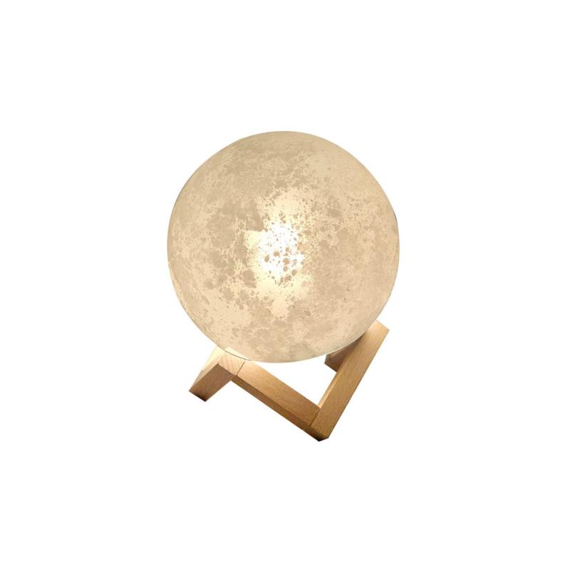 Επιτραπέζιο φωτιστικό "PWL-0938" από γυαλί-ξύλο σε μπεζ-φυσικό χρώμα Φ15x22