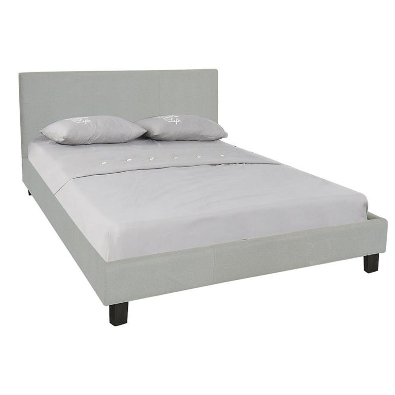 Κρεβάτι Διπλό WILTON Γκρι Ανοιχτό Ύφασμα 149x203x89cm (Στρώμα 140x190)