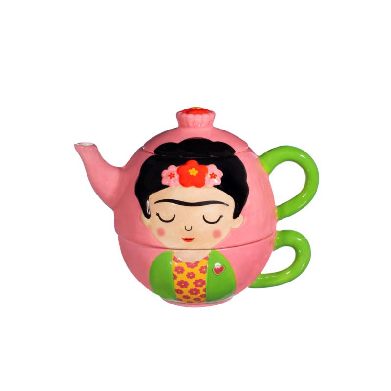 Ανάγλυφη Κεραμική Κούπα & Τσαγιέρα Frida Tea for One