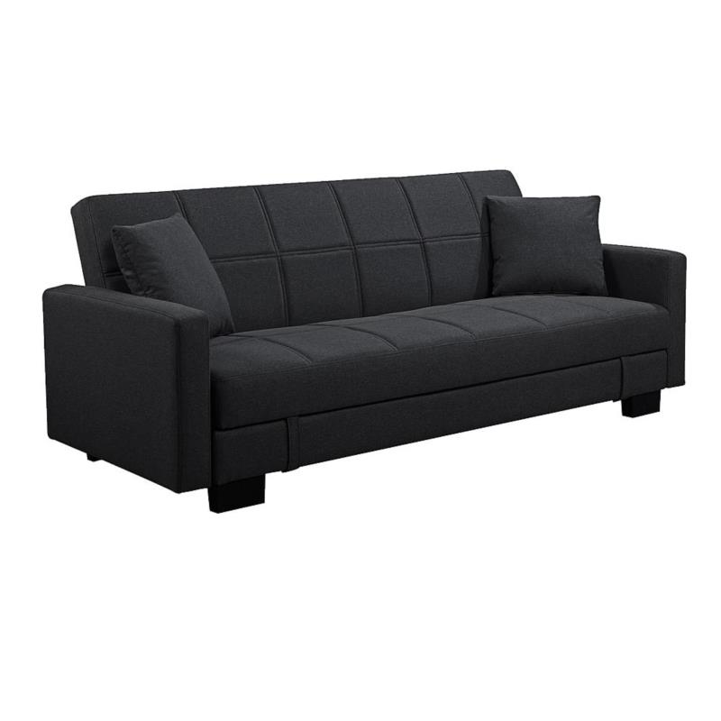 Καναπές Κρεβάτι KELSO Μαύρο Ύφασμα 197x81x80cm