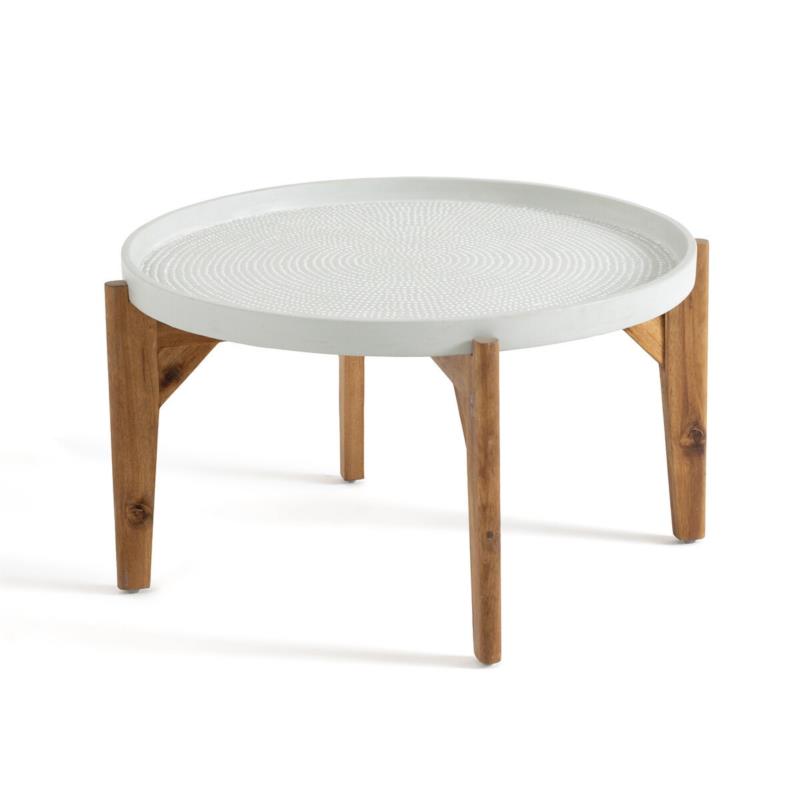 Χαμηλό τραπέζι από ξύλο ακακίας και ίνες σκυροδέματος Υ38cm