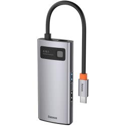 BASEUS METAL GLEAM SERIES 4-IN-1 MULTIFUNCTIONAL TYPE-C HUB HDMI 4K USB 2.0 + USB 3.0 GREY