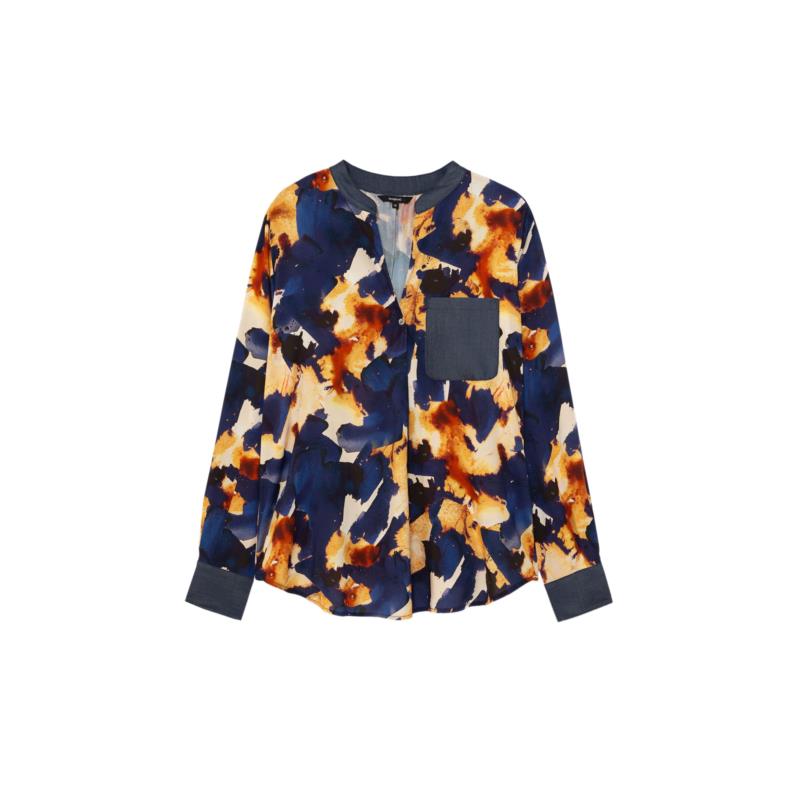 Desigual γυναικείο πουκάμισο με all-over print και απλικέ τσέπη "Verona" - 20WWBW53 - Μπλε Σκούρο