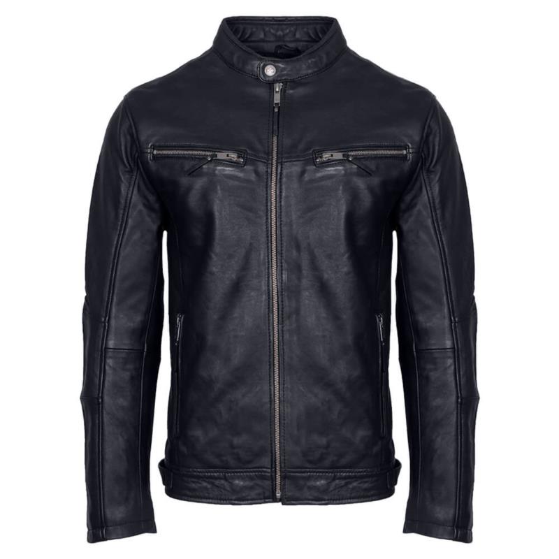Prince Oliver Racer Μαύρο 100% Leather Jacket (Modern Fit) New Arrival