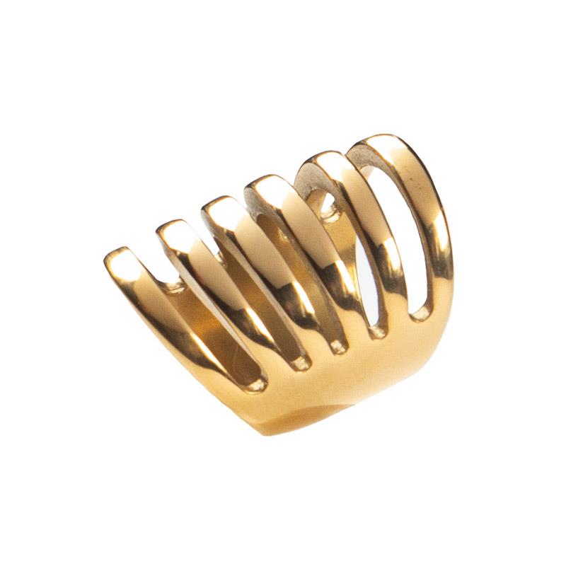 AD Εντυπωσιακό χρυσό πολύσειρο δαχτυλίδι ατσάλινο